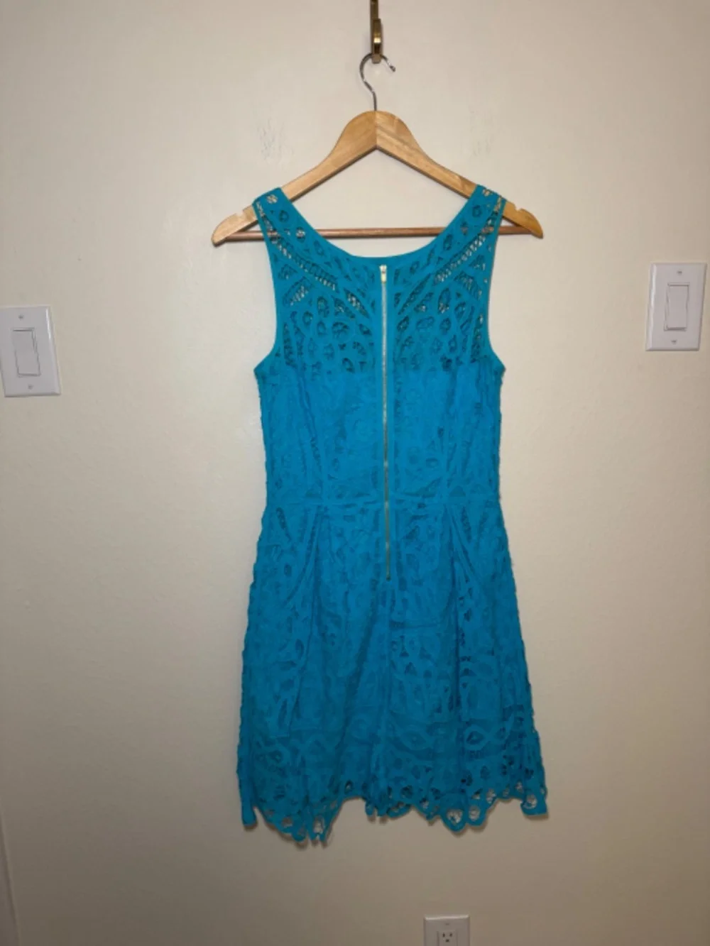 Lilly Pulitzer Foley Dress Small Blue Lace Sleeveless Fit Flare Cocktail